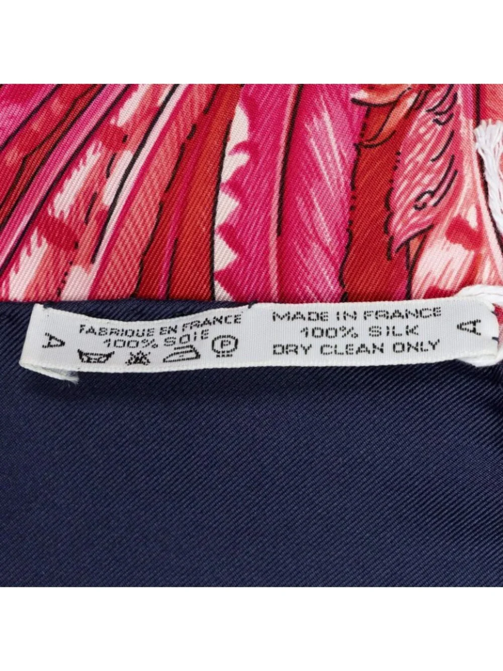 Hermes Scarf Navy Red 100% Gold Twill Silk